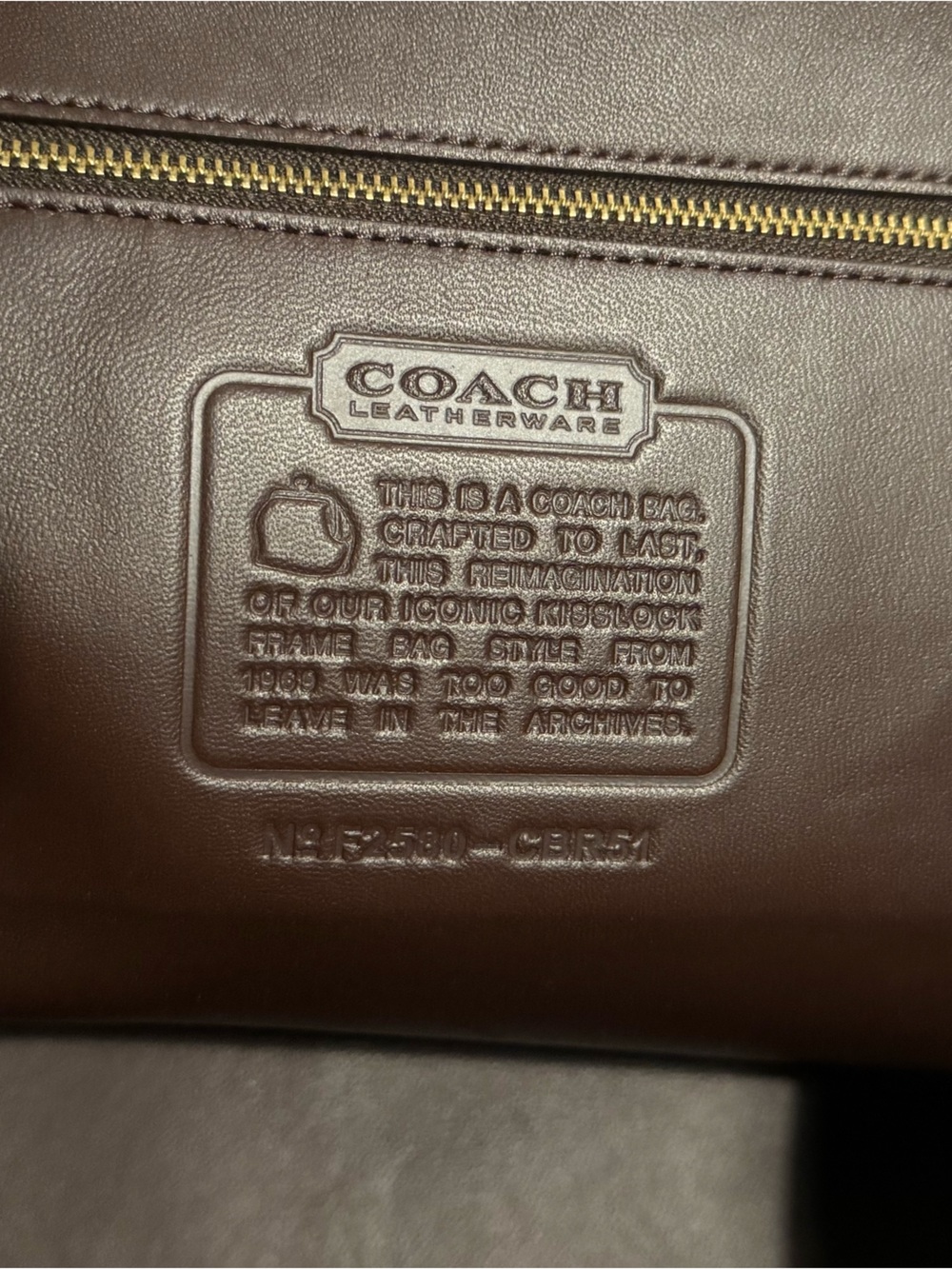 Coach Large Kisslock Frame Bag in Brown with Gold Hardware - Picture 9 of 12